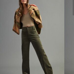 Maeve Green and Cream Wide Leg Pants